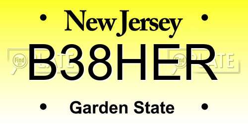 B38HER New Jersey License Plate