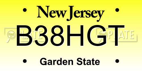 B38HGT New Jersey License Plate