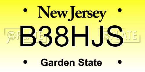 B38HJS New Jersey License Plate