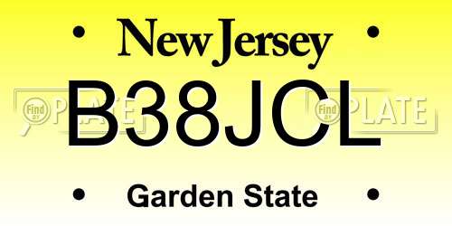 B38JCL New Jersey License Plate
