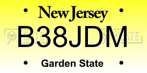 B38JDM New Jersey License Plate
