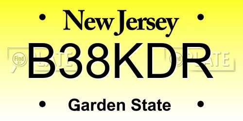 B38KDR New Jersey License Plate