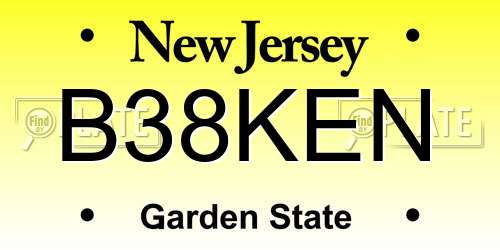 B38KEN New Jersey License Plate