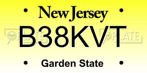 B38KVT New Jersey License Plate