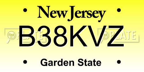 B38KVZ New Jersey License Plate