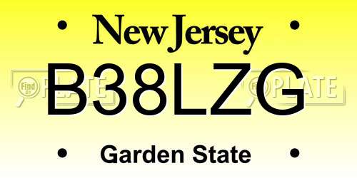 B38LZG New Jersey License Plate