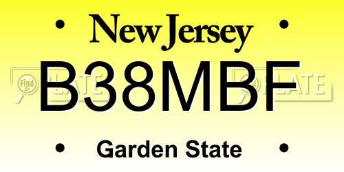 B38MBF New Jersey License Plate