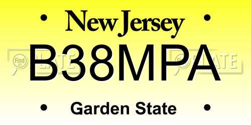 B38MPA New Jersey License Plate
