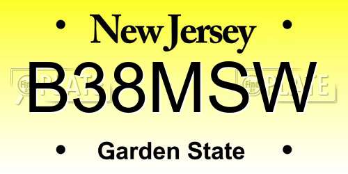 B38MSW New Jersey License Plate