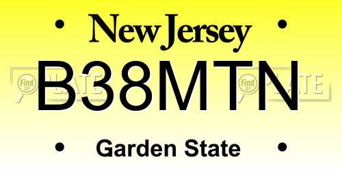 B38MTN New Jersey License Plate