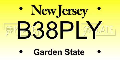 B38PLY New Jersey License Plate