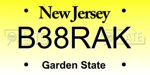 B38RAK New Jersey License Plate
