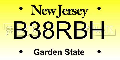 B38RBH New Jersey License Plate