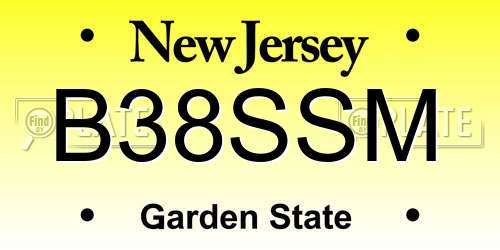 B38SSM New Jersey License Plate