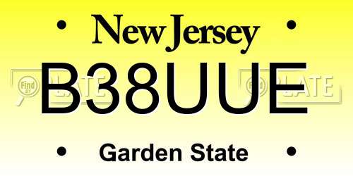 B38UUE New Jersey License Plate