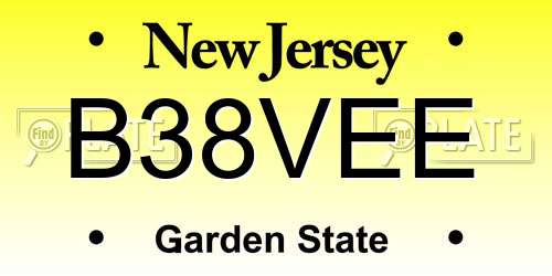 B38VEE New Jersey License Plate