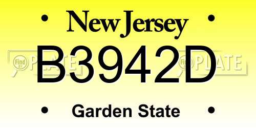 B3942D New Jersey License Plate