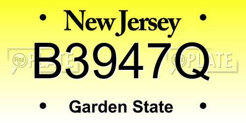 B3947Q New Jersey License Plate