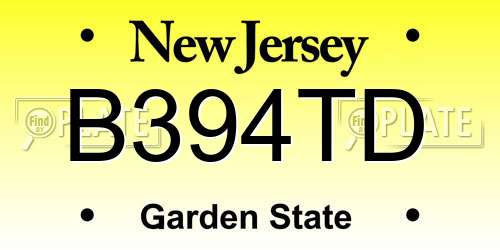 B394TD New Jersey License Plate