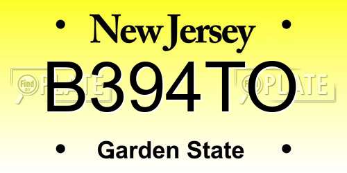 B394TO New Jersey License Plate
