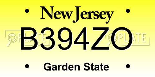B394ZO New Jersey License Plate