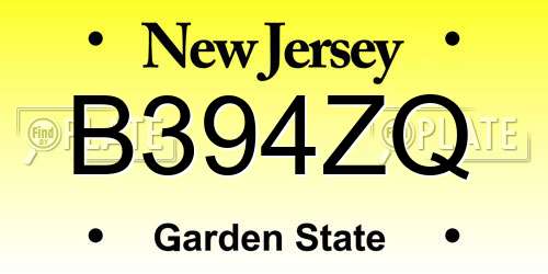 B394ZQ New Jersey License Plate