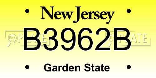 B3962B New Jersey License Plate