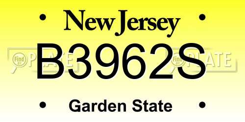 B3962S New Jersey License Plate