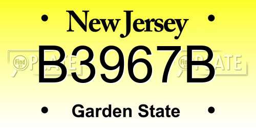 B3967B New Jersey License Plate