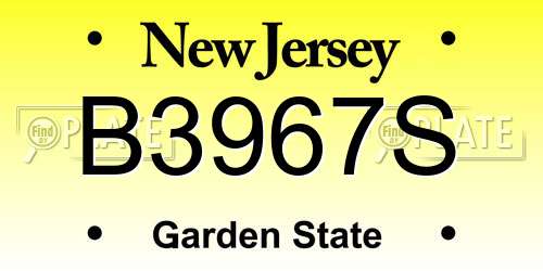 B3967S New Jersey License Plate
