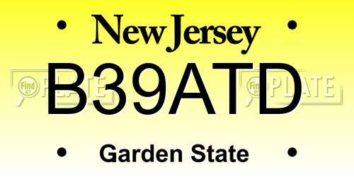 B39ATD New Jersey License Plate