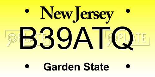 B39ATQ New Jersey License Plate