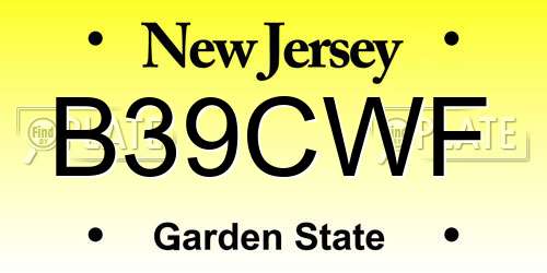 B39CWF New Jersey License Plate