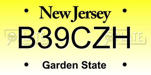 B39CZH New Jersey License Plate
