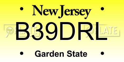 B39DRL New Jersey License Plate