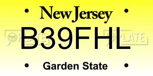 B39FHL New Jersey License Plate