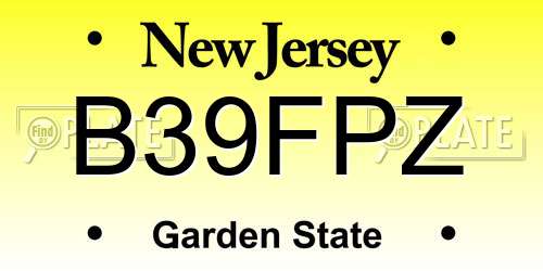 B39FPZ New Jersey License Plate