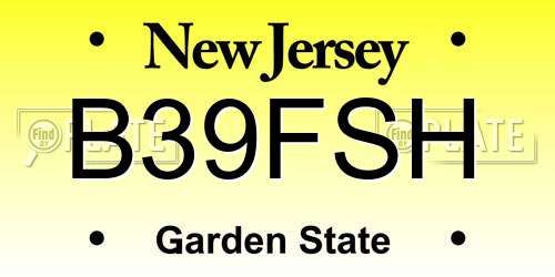 B39FSH New Jersey License Plate
