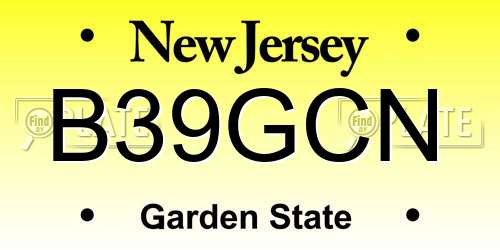 B39GCN New Jersey License Plate