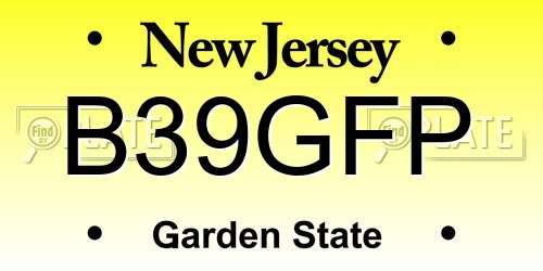 B39GFP New Jersey License Plate