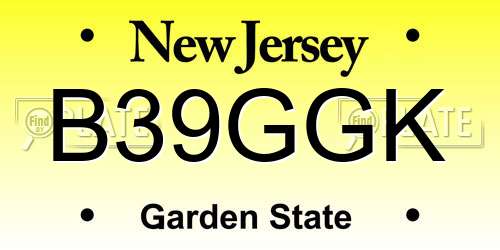 B39GGK New Jersey License Plate