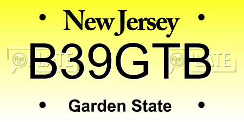 B39GTB New Jersey License Plate