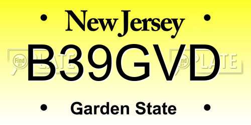 B39GVD New Jersey License Plate