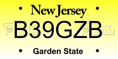 B39GZB New Jersey License Plate