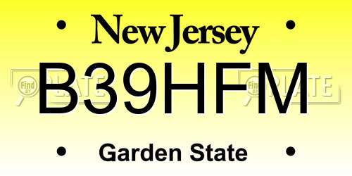 B39HFM New Jersey License Plate
