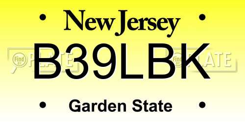 B39LBK New Jersey License Plate