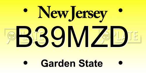 B39MZD New Jersey License Plate