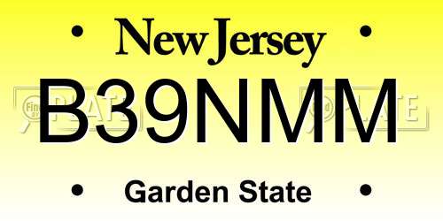 B39NMM New Jersey License Plate