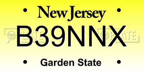 B39NNX New Jersey License Plate