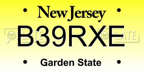 B39RXE New Jersey License Plate